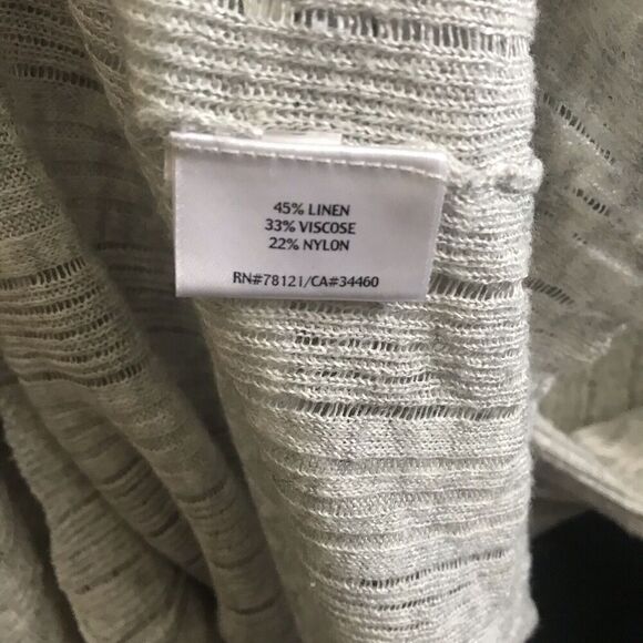 Eileen Fisher Cardigan Petite Small PS Grey Ribbed Lightweight 3/4 Sleeve Linen* - Picture 3 of 11